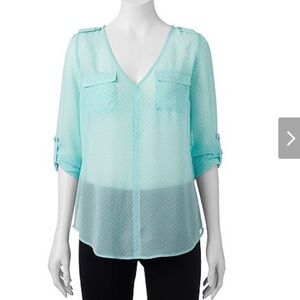 Candies Sheer Button Down Top